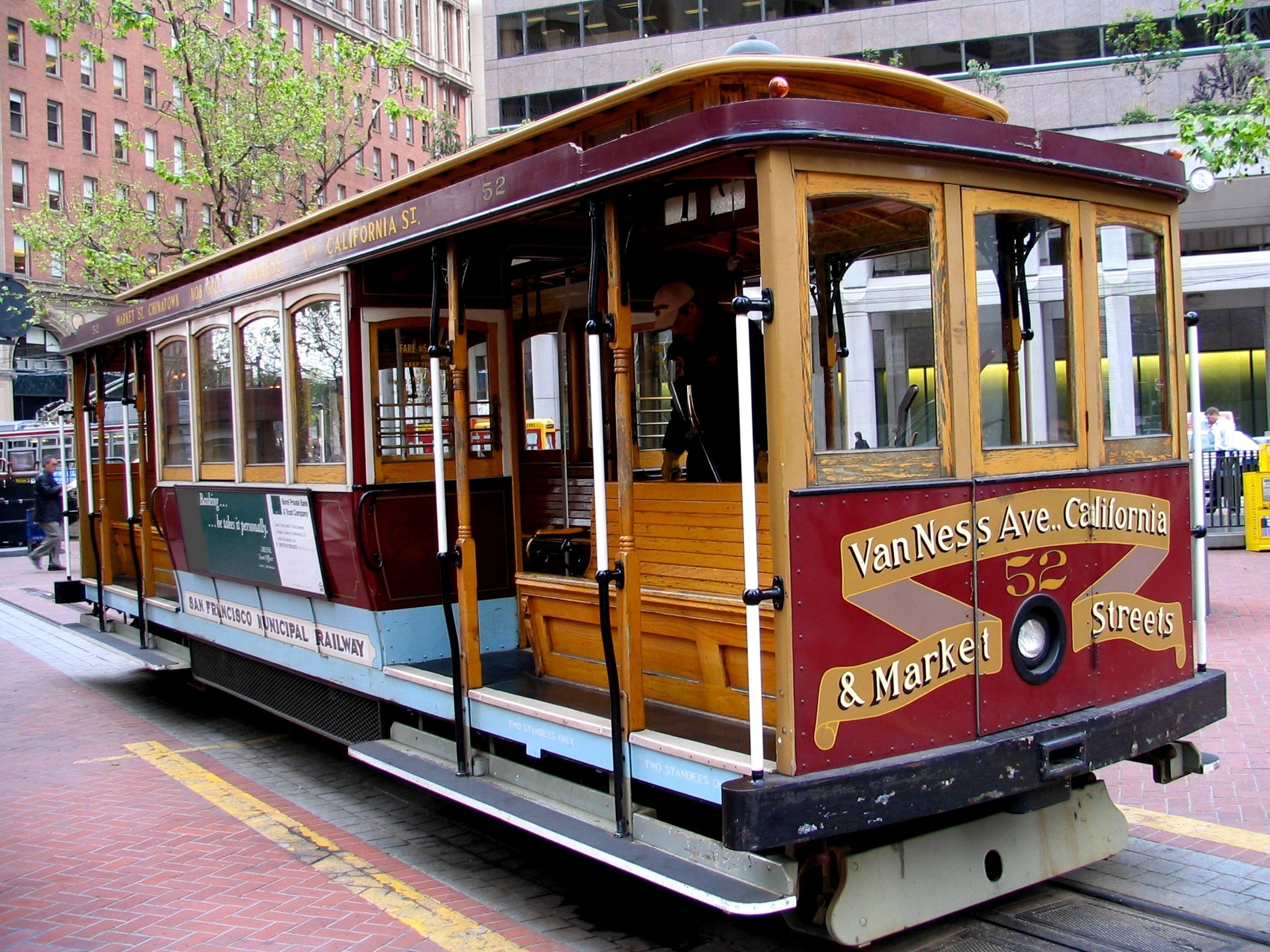 Van Ness and Market cable car in San Francisco, California.