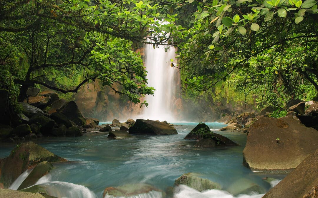 The Celestial blue waterfall in Costa Rica